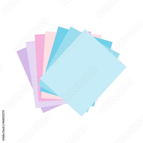Origami colorful paper. Stack of colored paper. Vector illustration. Stack of Notepad. Top view paper.