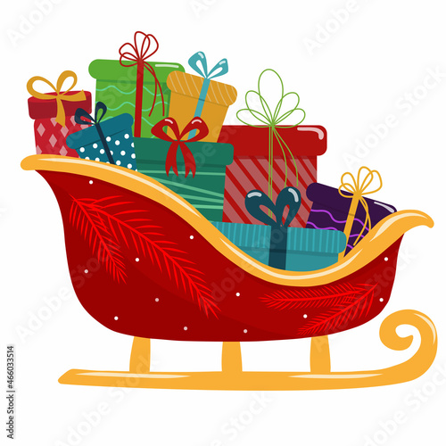 Christmas sledge with gift boxes