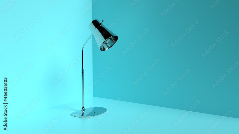Realistic 3D Metal table lamp in a room Realistic 3D Metal table lamp in a room