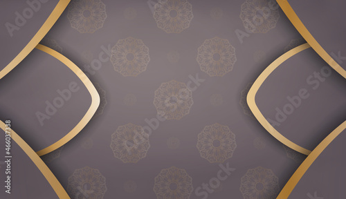 Brown banner with abstract gold ornament and place for text