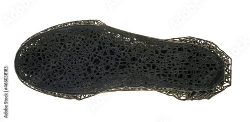 Fototapeta Naklejka Na Ścianę i Meble -  3d polymer printed boot or shoe sole, view from above isolated on white background