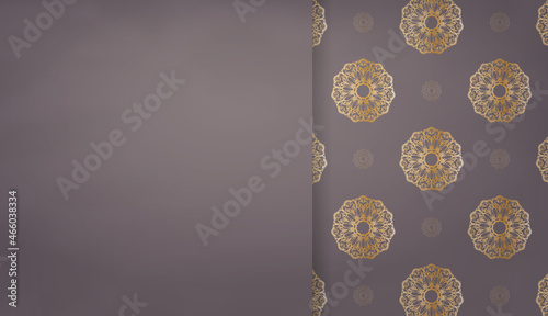 Brown banner with luxurious gold ornaments and place for your text