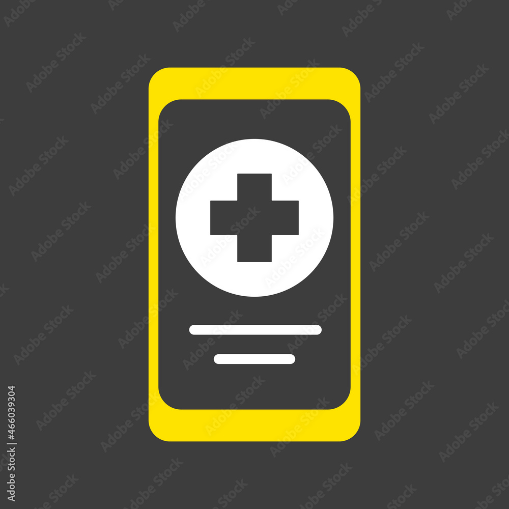Smartphone with medical cross vector icon Smartphone with medical cross vector icon