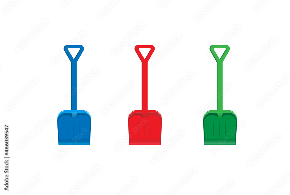 Set of colorful shovel isolated on white background, illustration