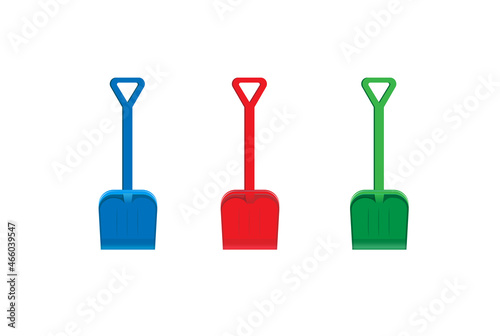 Obraz na płótnie Set of colorful shovel isolated on white background, illustration w salonie
