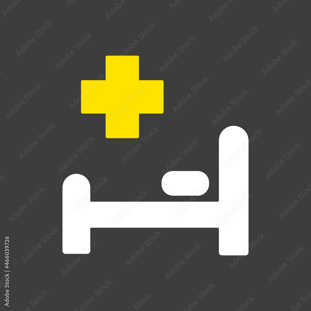 Hospital bed and cross vector icon. Medical sign Hospital bed and cross vector icon. Medical sign
