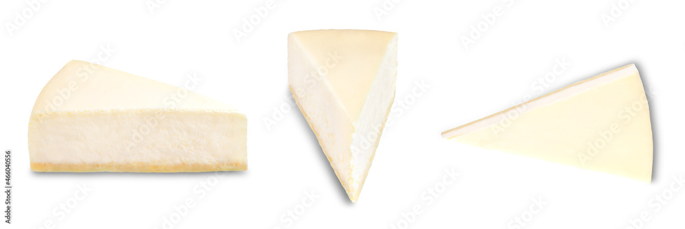 Classic cheesecake slice on a white isolated background Classic cheesecake slice on a white isolated background