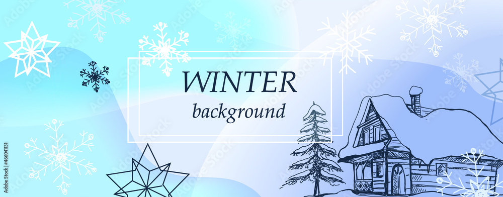 Winter background vector. Hand painted watercolor and blue brush texture.. Abstract art design for wallpaper, wall arts, cover, wedding and invite card