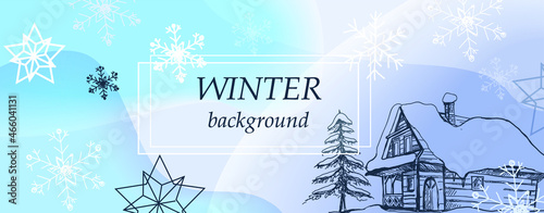 Obraz na płótnie Winter background vector. Hand painted watercolor and blue brush texture.. Abstract art design for wallpaper, wall arts, cover, wedding and invite card w salonie