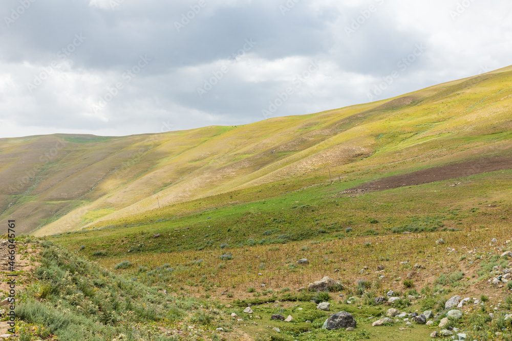 Pastures in the mountains of Tajikistan.