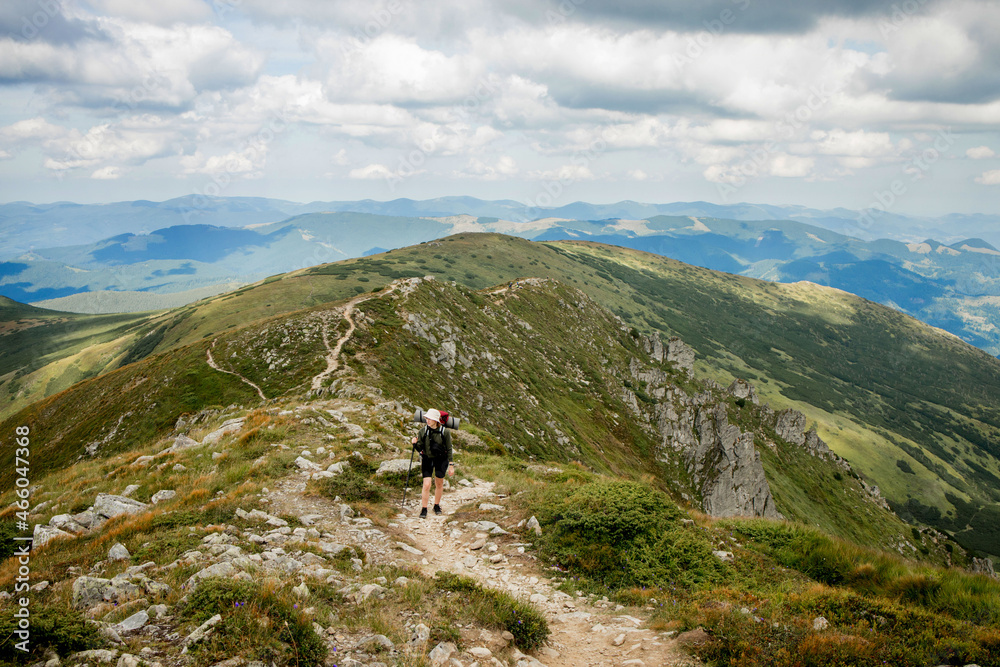 Summer hikes in the mountains. Beautiful mountains landscape, Carpathians, Ukraine