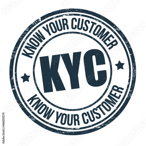 KYC ( Know your customer ) grunge rubber stamp on white background, vector illustration photo