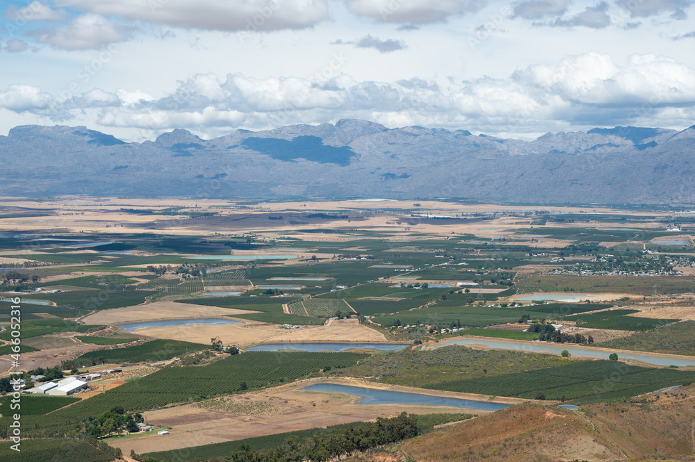 Above view of agriculture fields of South Africa