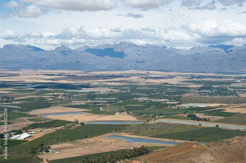 Above view of agriculture fields of South Africa