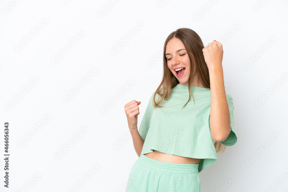 Young Lithuanian woman isolated on white background celebrating a victory Young Lithuanian woman isolated on white background celebrating a victory