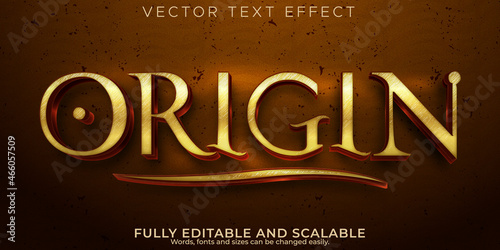 Wallpaper Mural Editable text effect origin, 3d ancient and golden font style