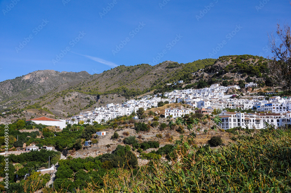 Frigiliana, panorama view of this beautiful village in the Costa del Sol. Malaga, Andalusia, Spain