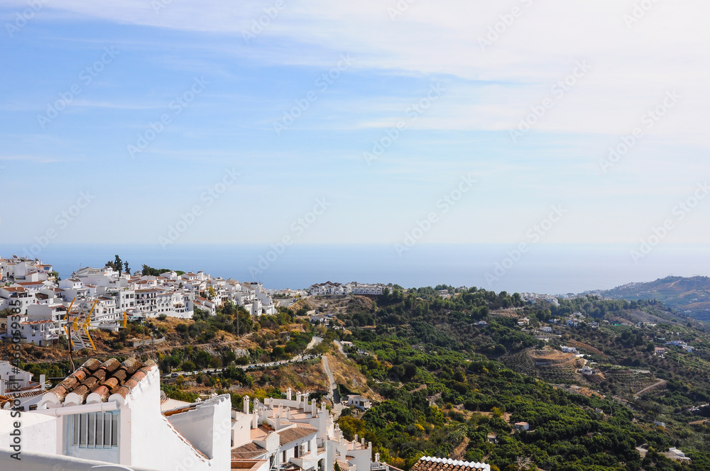 Overview of Frigiliana, beautiful village in the province of Malaga. Andalusia, Spain