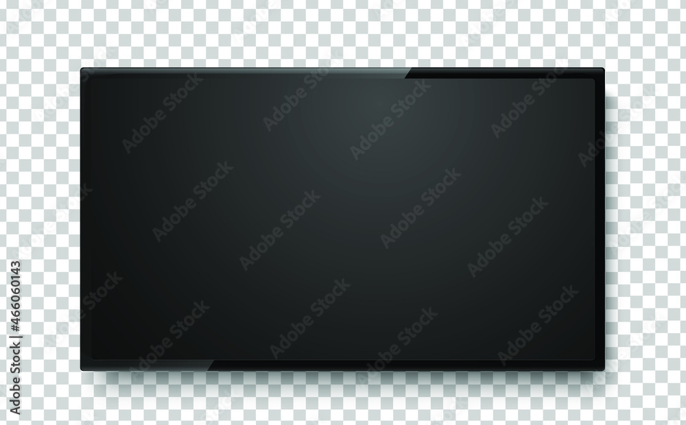 Black flat screen LCD tv isolated on transparent background vector illustration. Black flat screen LCD tv isolated on transparent background vector illustration.