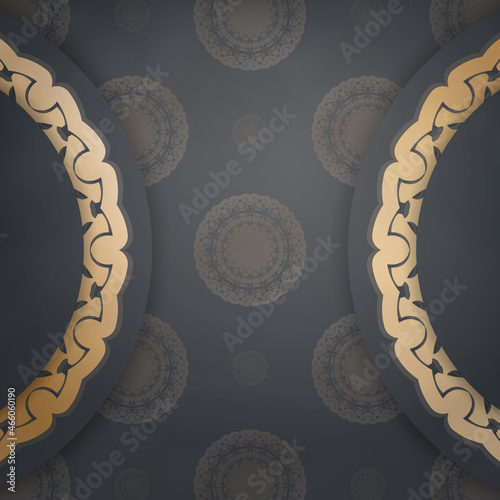 Flyer template in black color with antique gold ornaments is prepared for printing.