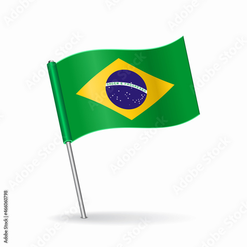 Brazilian flag map pointer layout. Vector illustration.