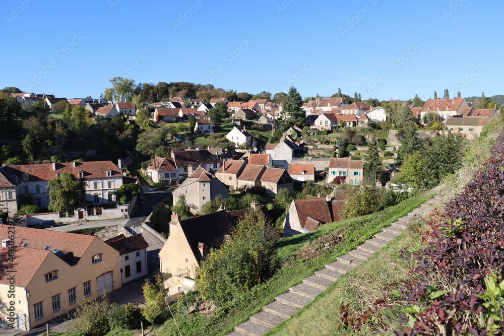 view of the town Semur En Auxois in Cote d’or