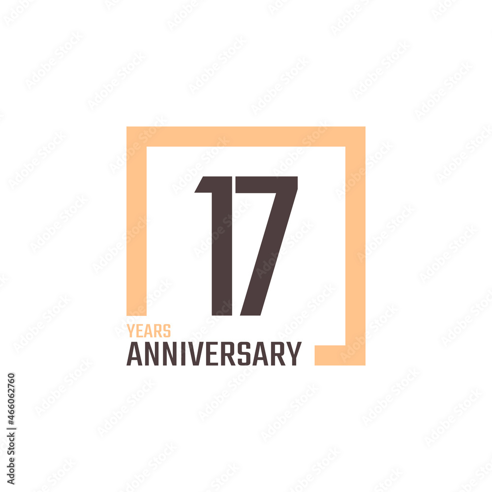 17 Year Anniversary Celebration Vector with Square Shape. Happy Anniversary Greeting Celebrates Template Design Illustration 17 Year Anniversary Celebration Vector with Square Shape. Happy Anniversary Greeting Celebrates Template Design Illustration