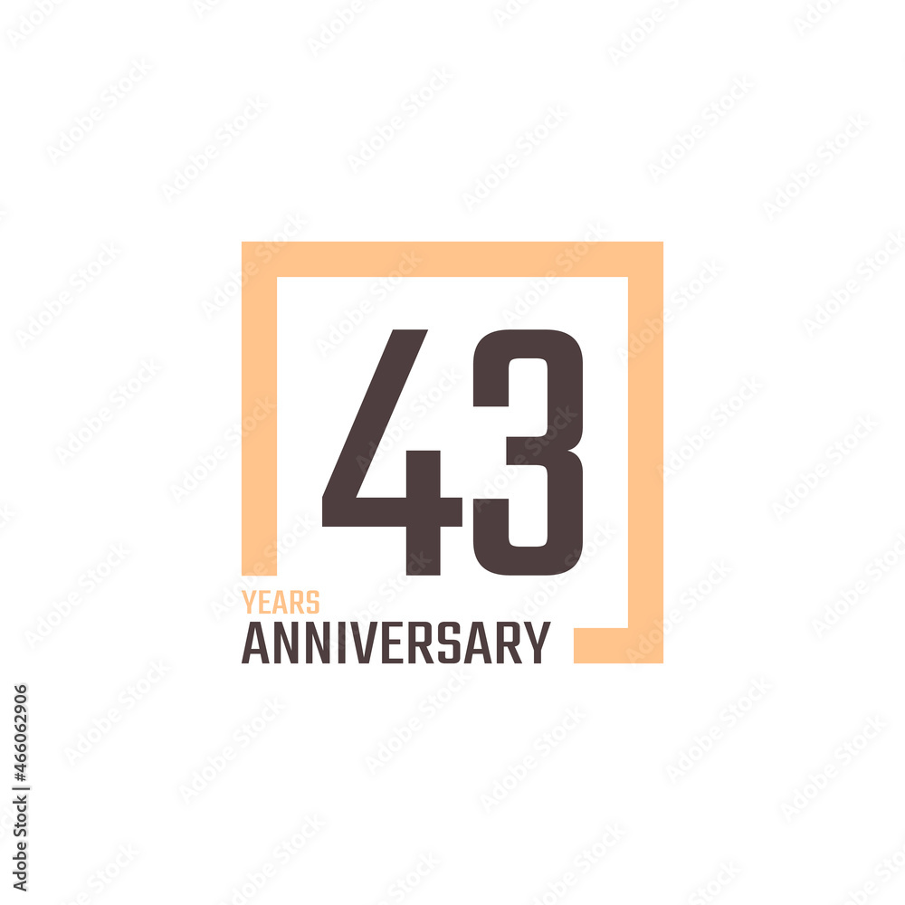 43 Year Anniversary Celebration Vector with Square Shape. Happy Anniversary Greeting Celebrates Template Design Illustration 43 Year Anniversary Celebration Vector with Square Shape. Happy Anniversary Greeting Celebrates Template Design Illustration