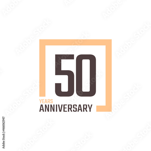 50 Year Anniversary Celebration Vector with Square Shape. Happy Anniversary Greeting Celebrates Template Design Illustration