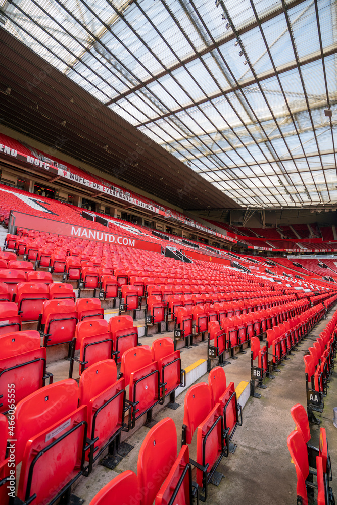 Stadium seats of Old Trafford football stadium, Old Trafford is the