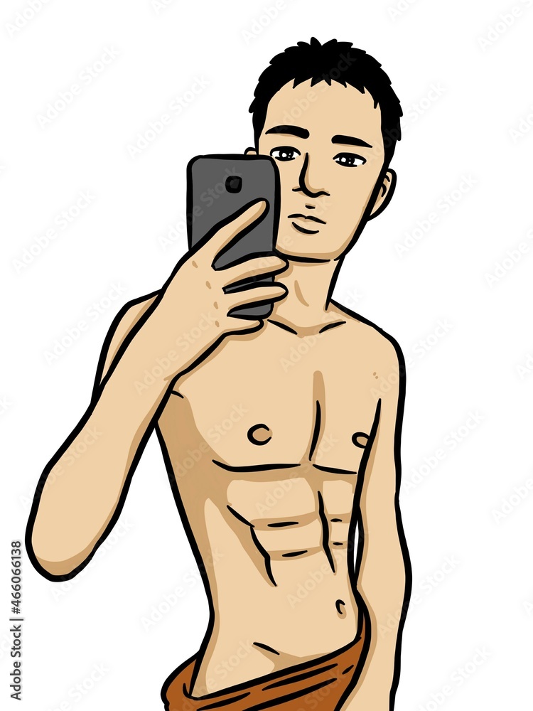 Fototapeta premium cute man cartoon on white background