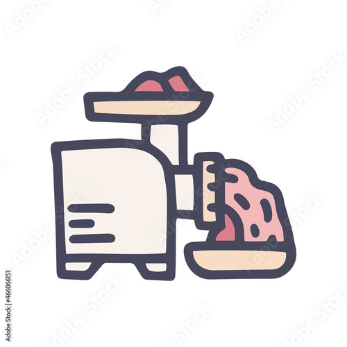 meat grinder color vector doodle simple icon