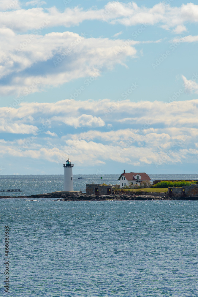 Portsmouth Harbor Lighthouse and Fort Constitution State Historic Site in New Castle, New Hampshire NH, USA. Portsmouth Harbor Lighthouse and Fort Constitution State Historic Site in New Castle, New Hampshire NH, USA.