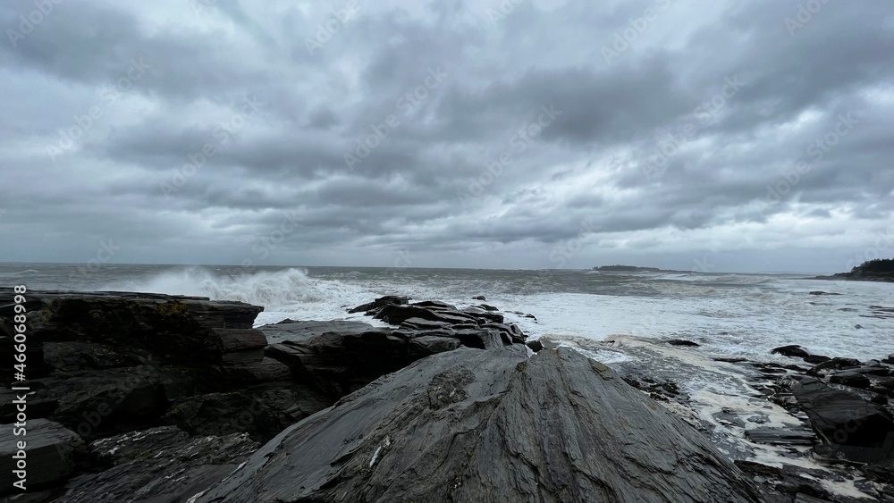 Monochromatic Rocky Coast & Spectacular Sky