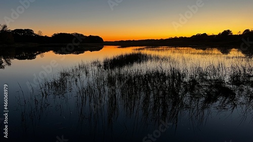 Serene Marsh Sunrise Sunset Scene