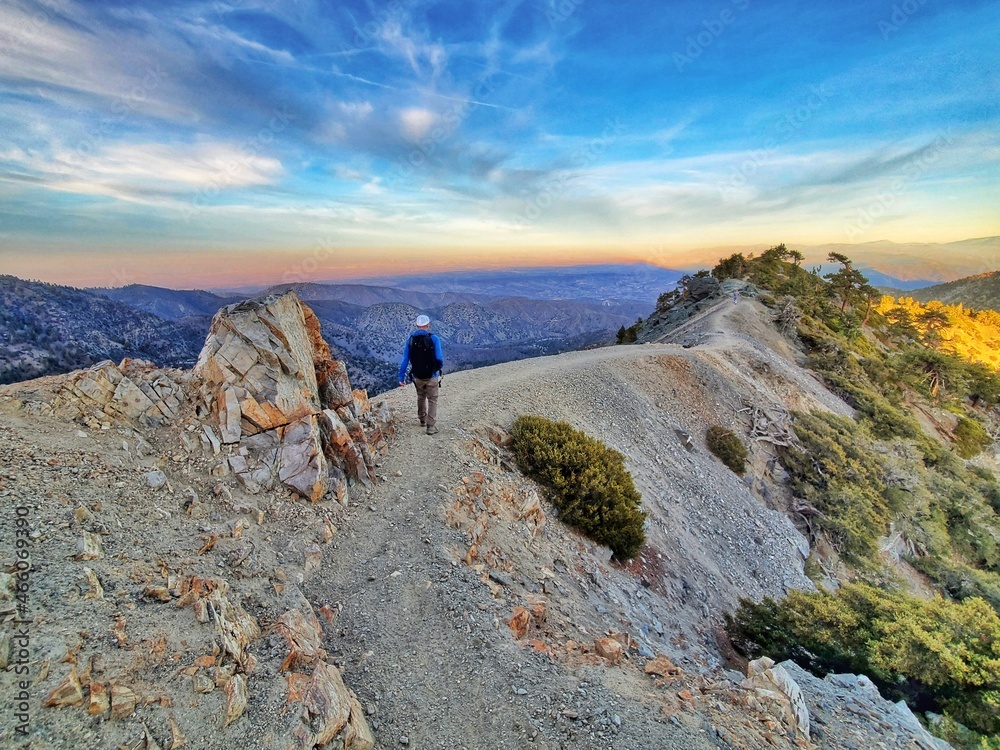Mount Baldy, California/ United States - 10/20/2021: Devil's Backbone hike to mount baldy