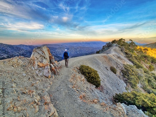 Mount Baldy, California/ United States - 10/20/2021: Devil's Backbone hike to mount baldy photo