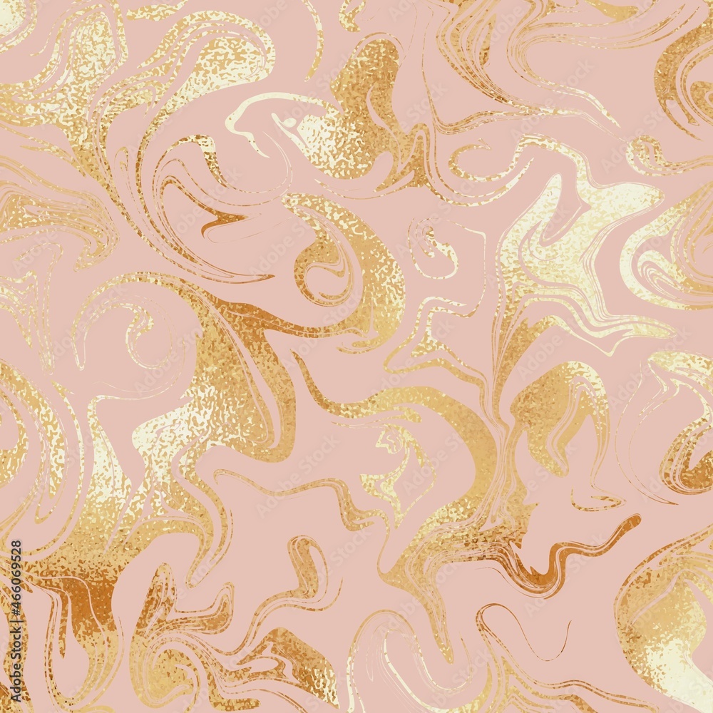Rose gold. Marble texture. Metal surface. Vector background