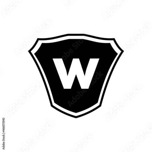 Shield emblem letter W logo template. Letter W shield logo, Premium monogram shield letter W vector for club, foundation and company identity