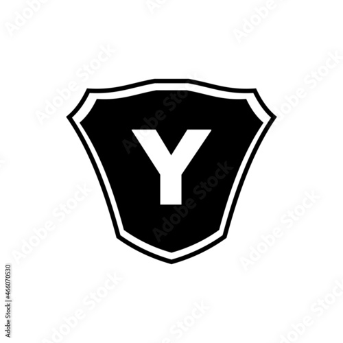 Shield emblem letter Y logo template. Letter Y shield logo, Premium monogram shield letter Y vector for club, foundation and company identity