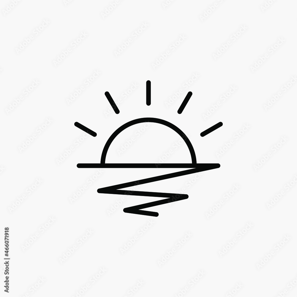 Sun, sunset, sunrise line icon design concept 