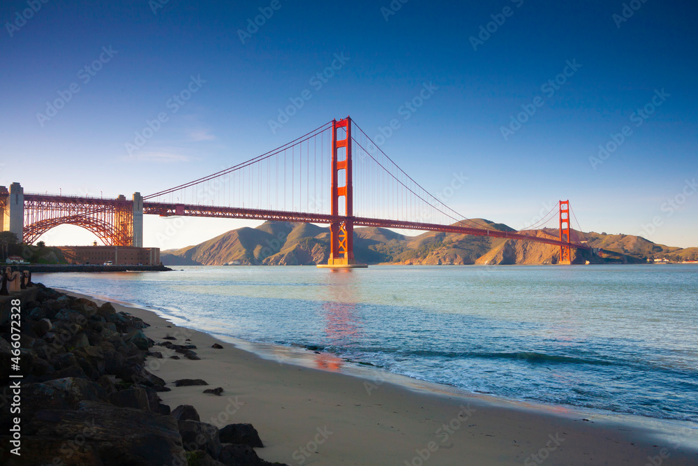San Francisco Golden Gate Bridge Blue Sky
