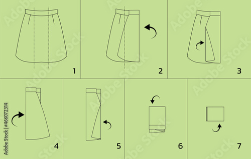 Skirt Folding Tutorial Sequence Cartoon Vector Illustration