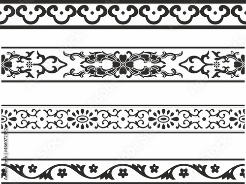 Vector seamless Chinese national ornament. Monochrome frames, borders for decoration. Can be used for sandblasting, plotter and laser cutting 
