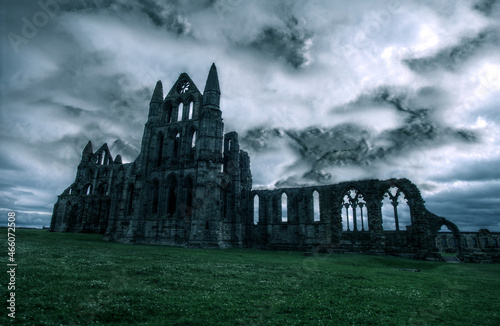 Whitby Abbey Church Ruins Stormy day