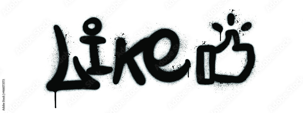 Like logo with hand icon. graffiti style. vector. isolated. - obrazy, fototapety, plakaty 