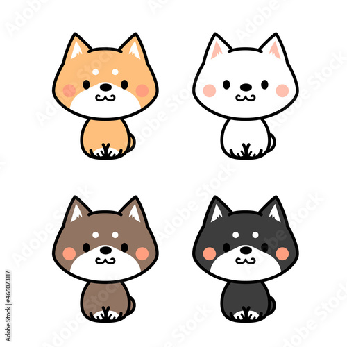 柴犬の毛色の種類セット　全身ミニキャラ