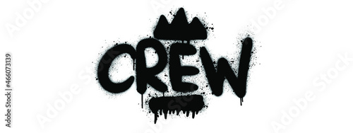 Crew lettering with leak in black on white. Illustration for logo, print. Vector.