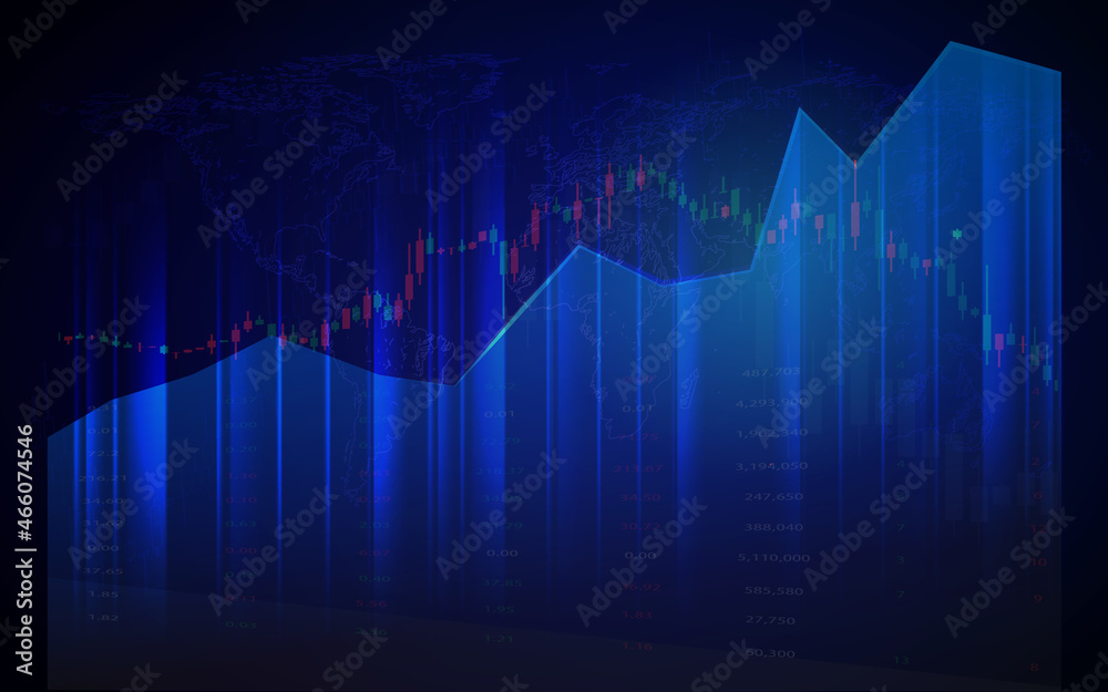 Naklejka premium Stock market or forex trading candlestick graph in graphic design for financial investment background