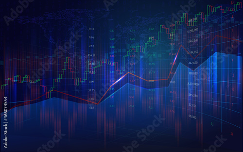 Stock market chart background with binary code. Stock and trade concept.